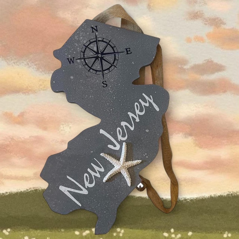 New‎ Jersey sign with starfish ready to be hung